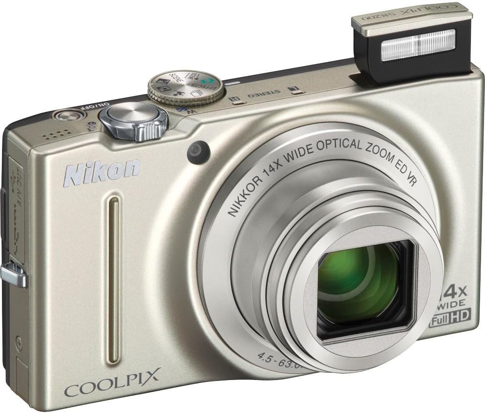 Nikon COOLPIX S8200 16.1 MP CMOS Digital Camera with 14x Optical Zoom NIKKOR ED Glass Lens and Full HD 1080p Video (Silver)