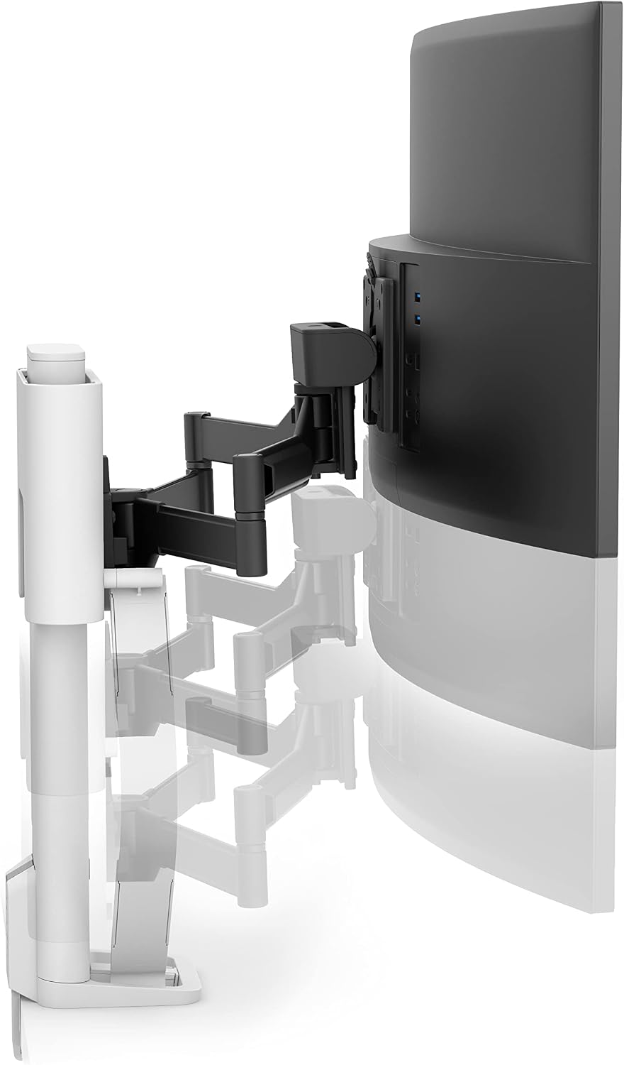Ergotron – Trace™ Single Monitor Arm, VESA Desk Mount – for Monitors Up to 38 Inches, 6.5 to 21.5 lbs – White