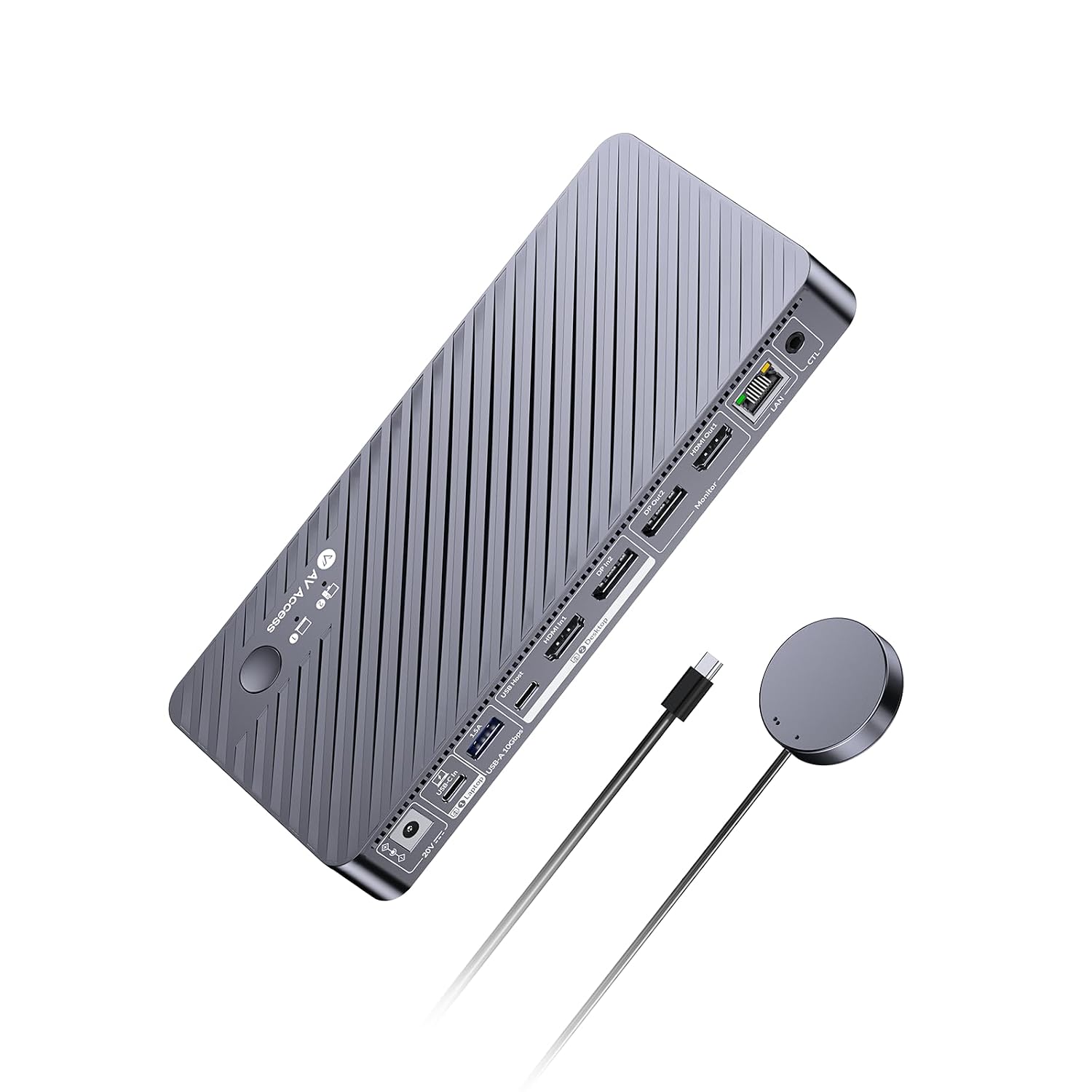 AV Access 8K KVM Switch 2 Monitors 2 Computers for Laptop & Gaming PC/Mac mini, 100W PD, GbE, 4xUSB 3.2 10Gbps USB C Hub, KVM Docking Station Dual Monitor 8K@60Hz/4K@165Hz, Audio, SD, Remote Switch