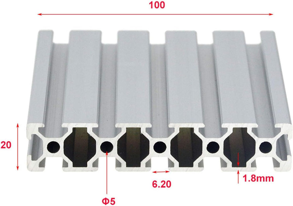 BREAKA 1PC 20100 Steel Profile Extrusion 100-800mm Long European Standard Anodized Linear Guide DIY CNC 3D Printer Table Stainless Steel (Size : 750MM)