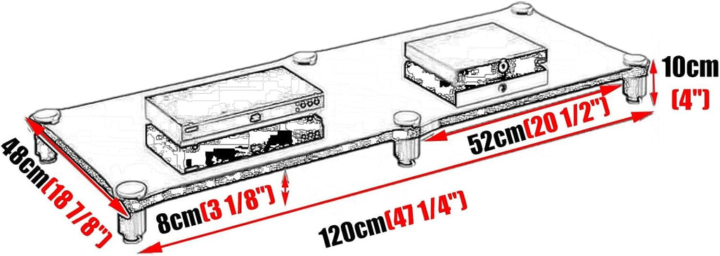 Storage Vintage Stereo Receiver Audio Cabinet, Home Theater Av Component Stand Floor Standing, Console Stereo Rack Stands, Stereo Unit Shelves(H 10cm (4'))