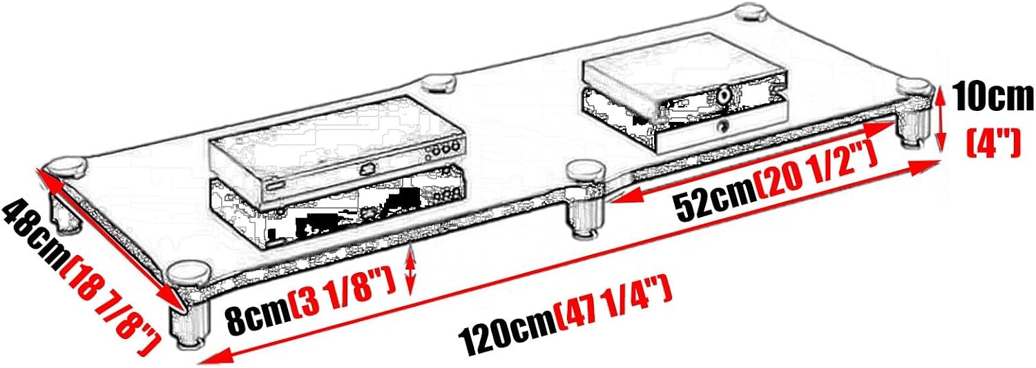 Storage Vintage Stereo Receiver Audio Cabinet, Home Theater Av Component Stand Floor Standing, Console Stereo Rack Stands, Stereo Unit Shelves(H 10cm (4'))