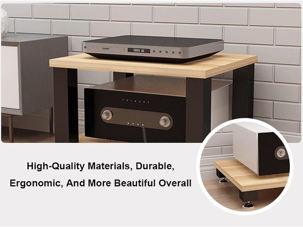 Audio Rack 1/2/3/4 Tier Stereo Rack Audio Equipment Rack Wooden Audio Rack Cabinet Open AV Cabinet Strong Audio-Video Shelving(Brown,2 Tier)