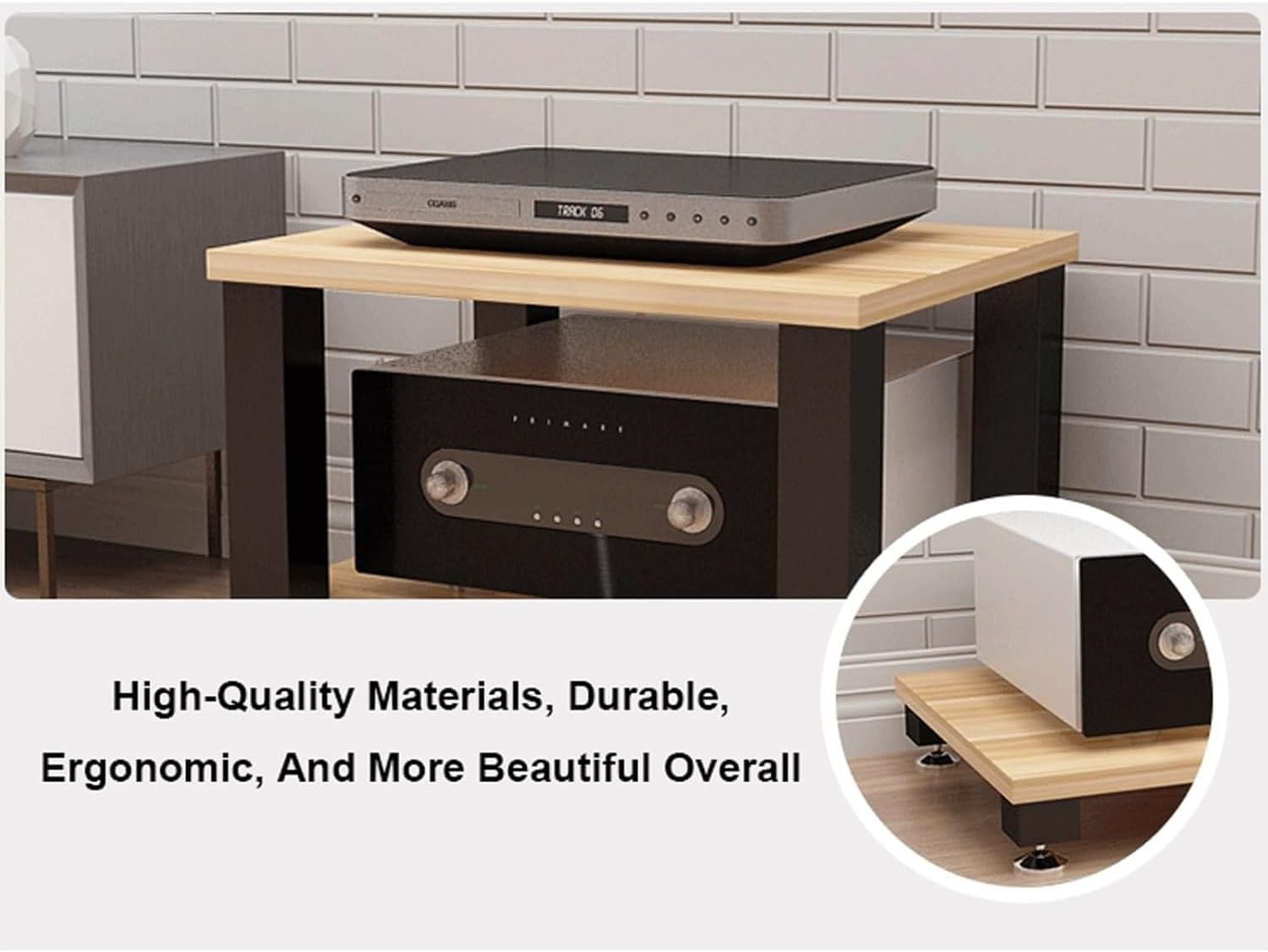 Audio Rack 1/2/3/4 Tier Stereo Rack Audio Equipment Rack Wooden Audio Rack Cabinet Open AV Cabinet Strong Audio-Video Shelving(Brown,2 Tier)