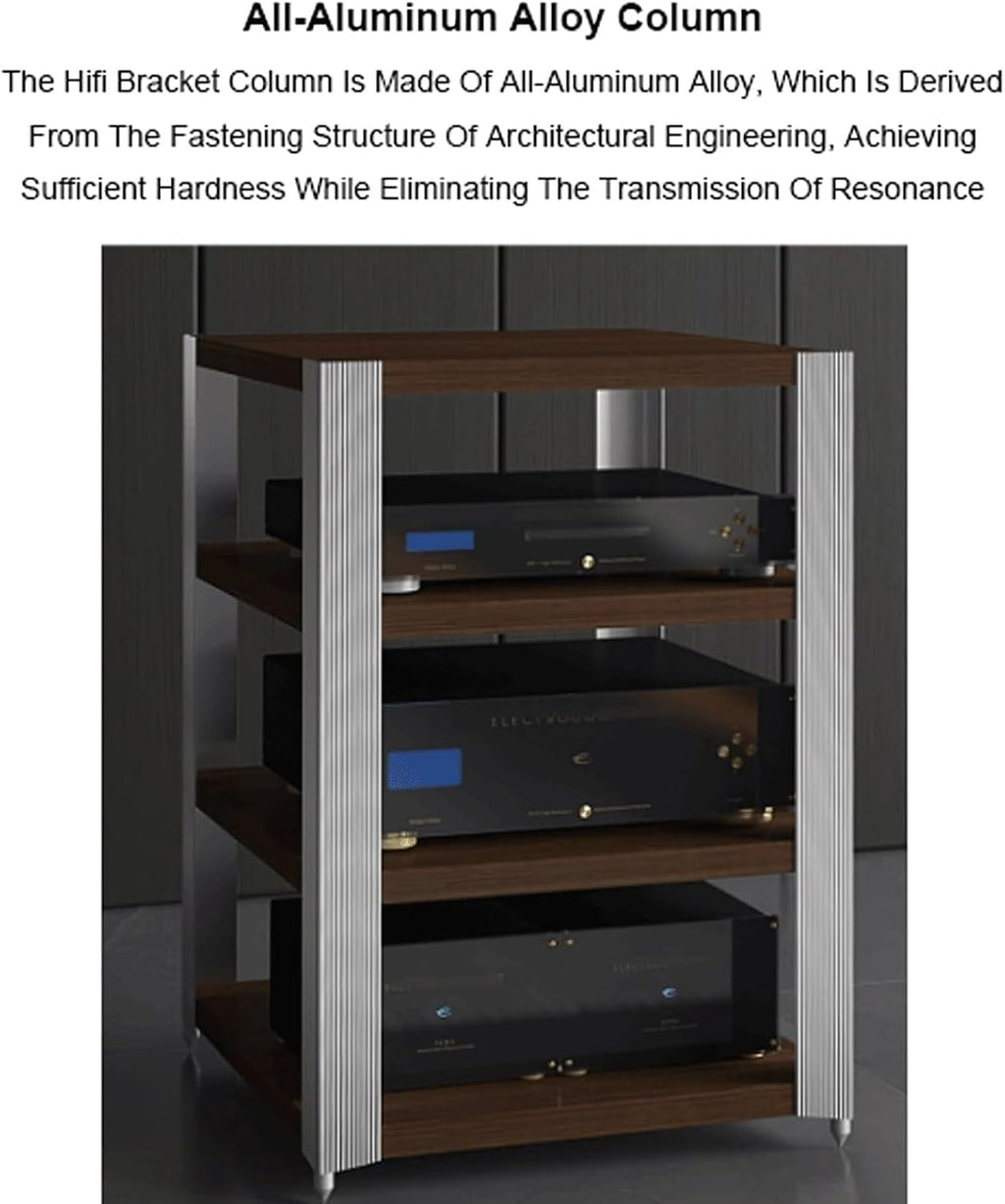 Audio Rack 2/3 Tier Stereo Rack Audio Equipment Rack Audio Stereo Shelf Wooden Open with Stainless Steel Feet Audio-Video Shelving(62x49x85cm)