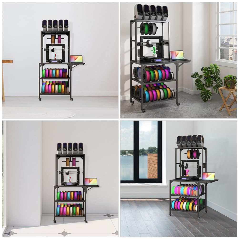 Mipcase 3D Printer Stand: Heavy Duty Rolling 3D Printer Table with Double-Layer Storage Rack - Metal Workbench for Studio, Home Office, Workshop
