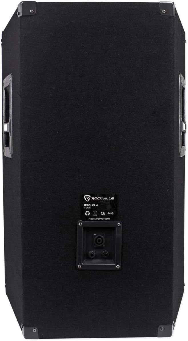 Rockville RSG15.4 15' 1500W 3-Way 4-Ohm Passive PA Speaker, High-Power Drivers, Durable Build, Wide Frequency Range, for DJs and Live Events