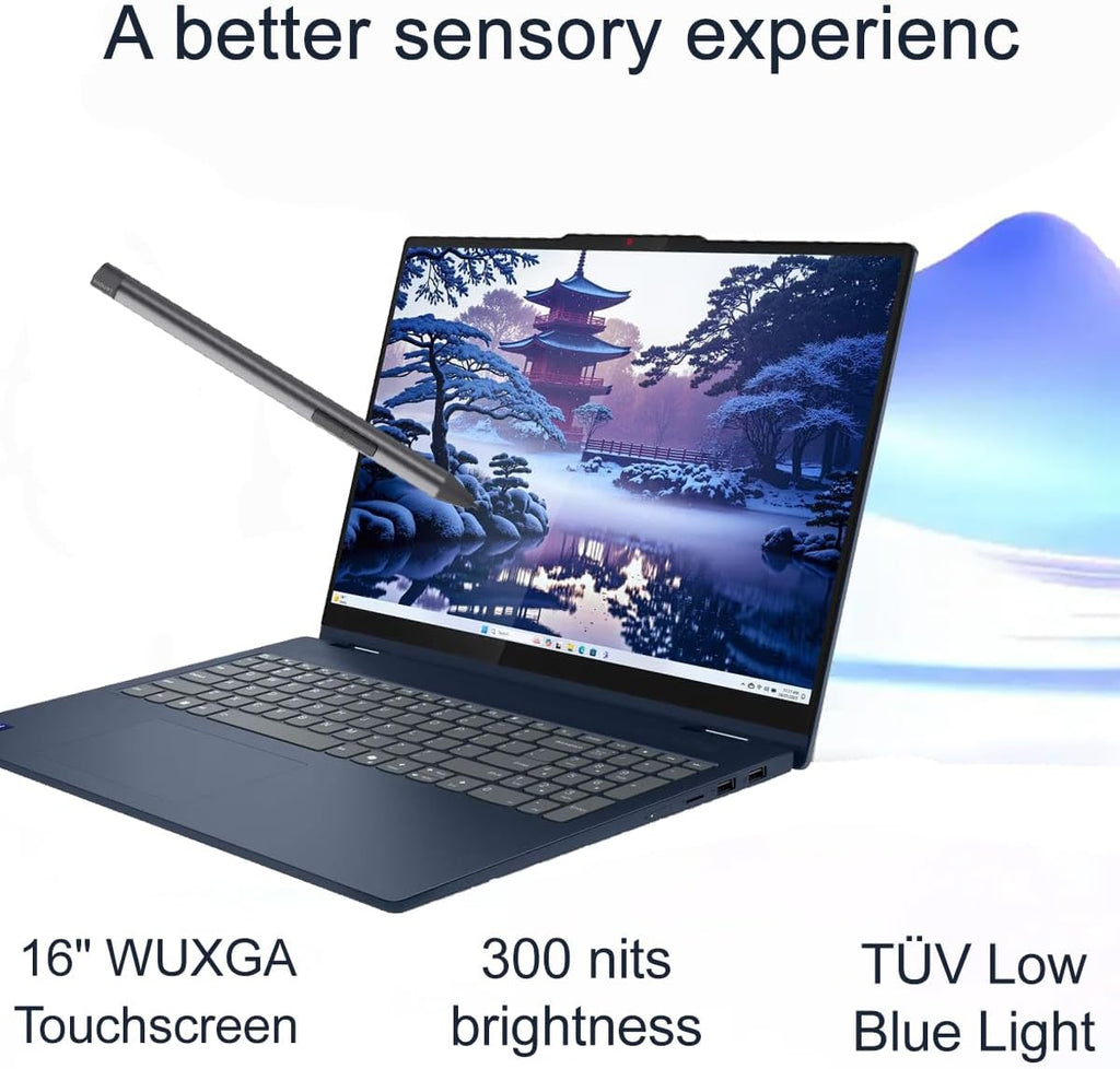 Lenovo IdeaPad Flex 5i 2-in-1 Laptop (16' FHD+ Touchscreen, Intel Ultra 7 Gen 2 255U, 16GB RAM, 512GB SSD, Digital Pen, 12-Core(>i7-1355u)) AI PC for Creator, Designer, IR Webcam, Backlit, Win 11 Home