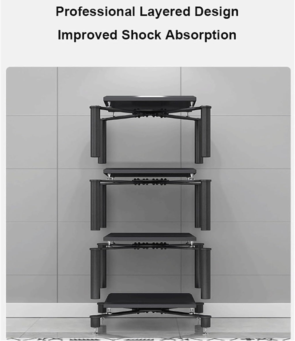 Audio Rack Stainless Steel Stereo Rack Audio Equipment Rack Audio Open Rack Cabinet Audio-Video Shelving with Shock-Absorbing Feet(Silver,2 Tier)