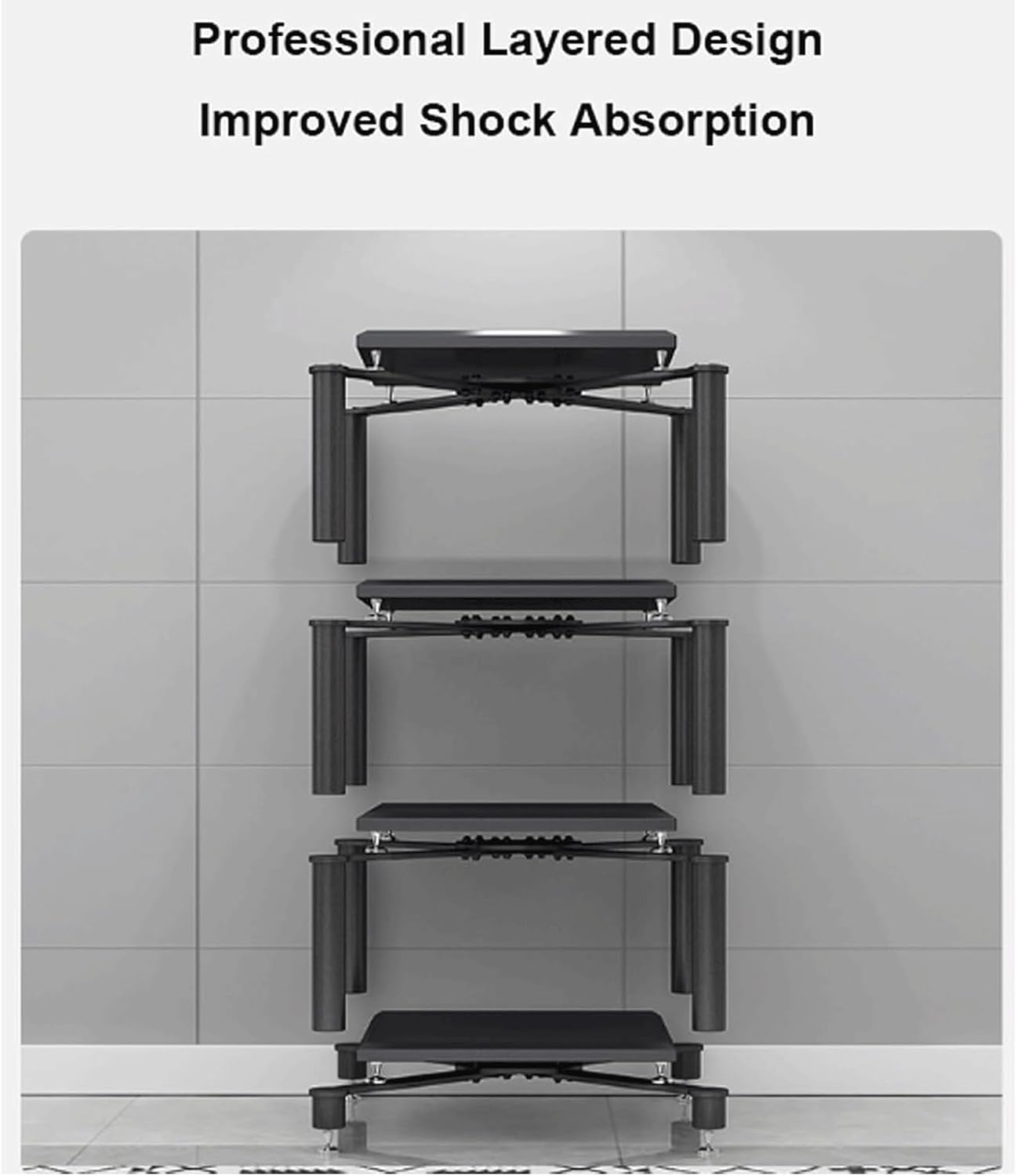 Audio Rack Stainless Steel Stereo Rack Audio Equipment Rack Audio Open Rack Cabinet Audio-Video Shelving with Shock-Absorbing Feet(Silver,2 Tier)