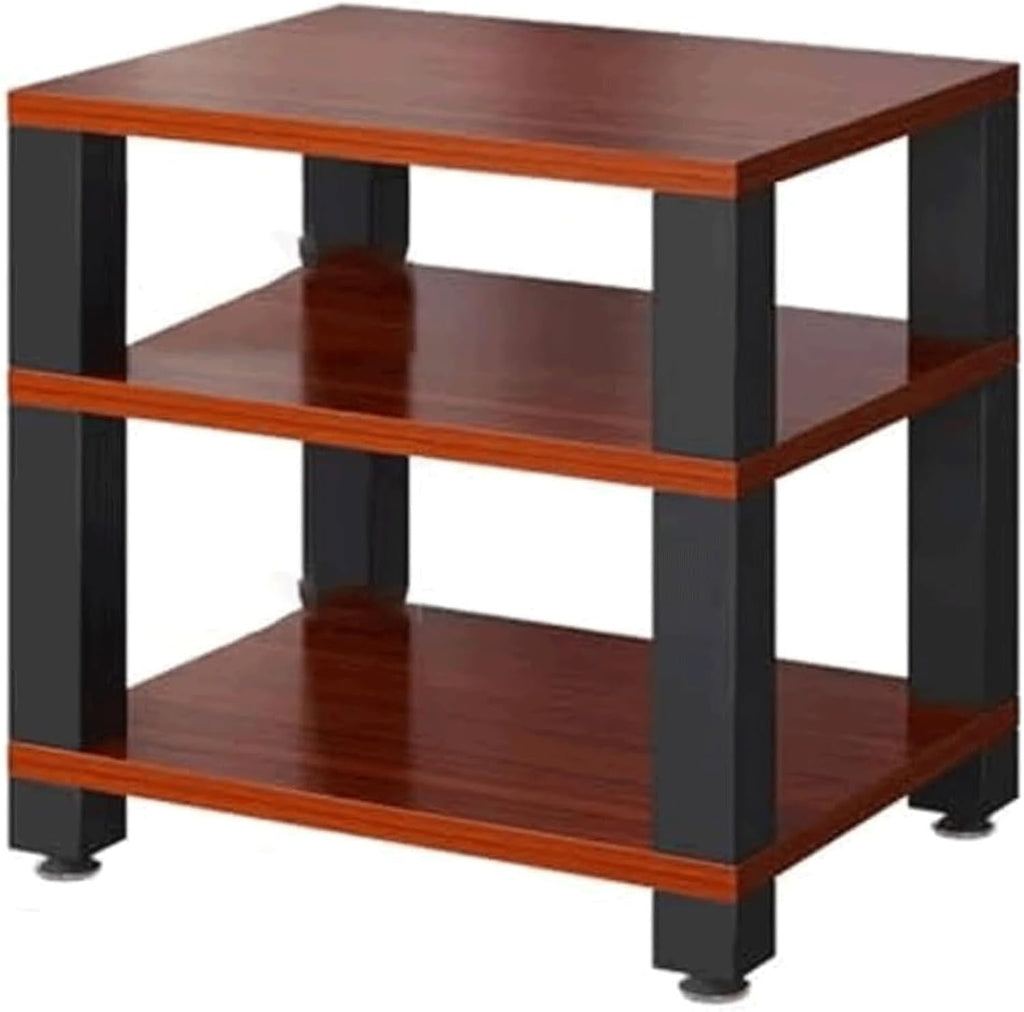 Audio Rack 1/2/3/4 Tier Stereo Rack Audio Equipment Rack Wooden Audio Rack Cabinet Open AV Cabinet Strong Audio-Video Shelving(Brown,3 Tier)