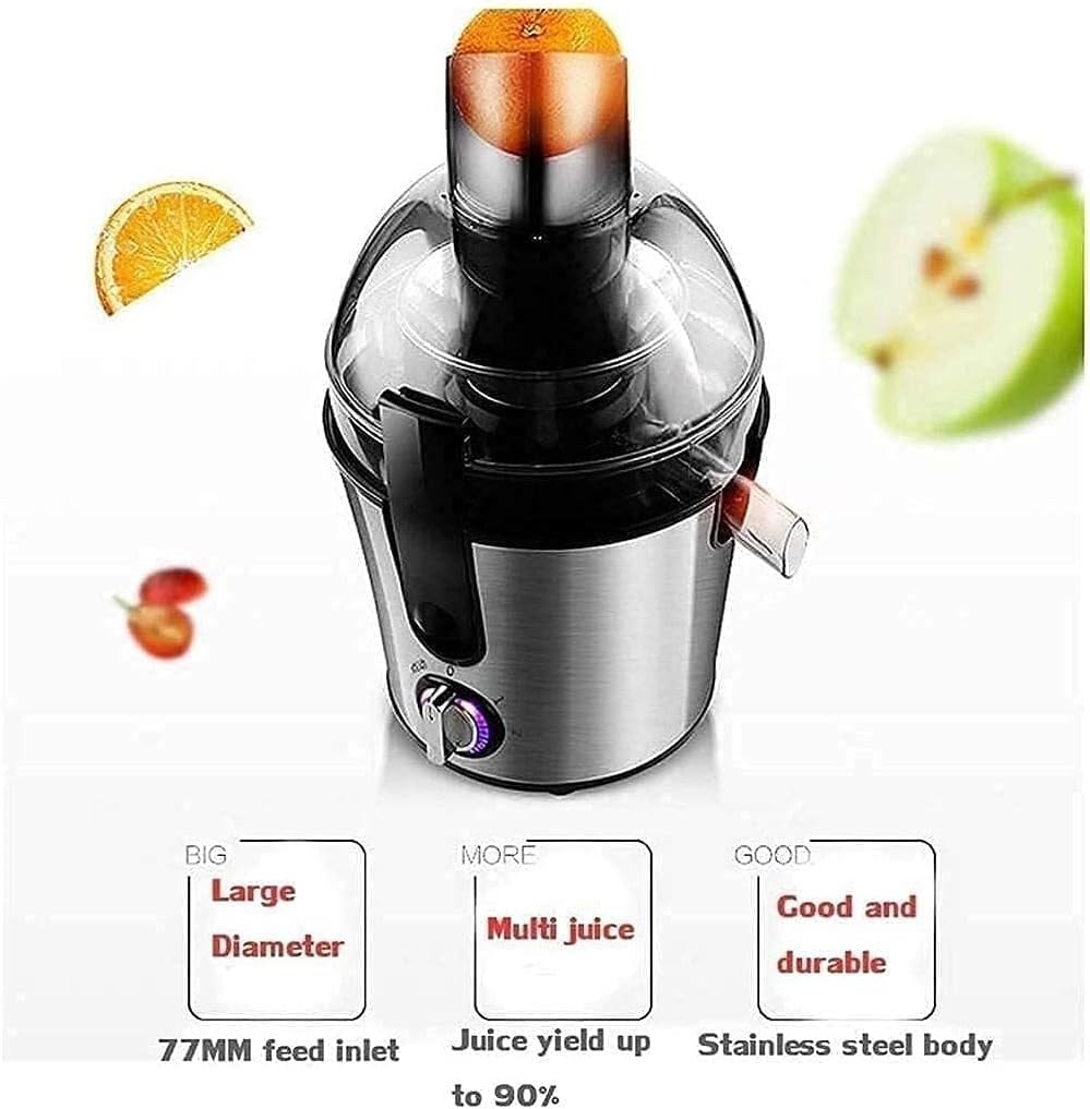 3-Speed Centrifugal Juicer, Powerful Stainless Steel Juicer Extractor for Fruits & Vegetables, Easy to Clean with Pulse Function