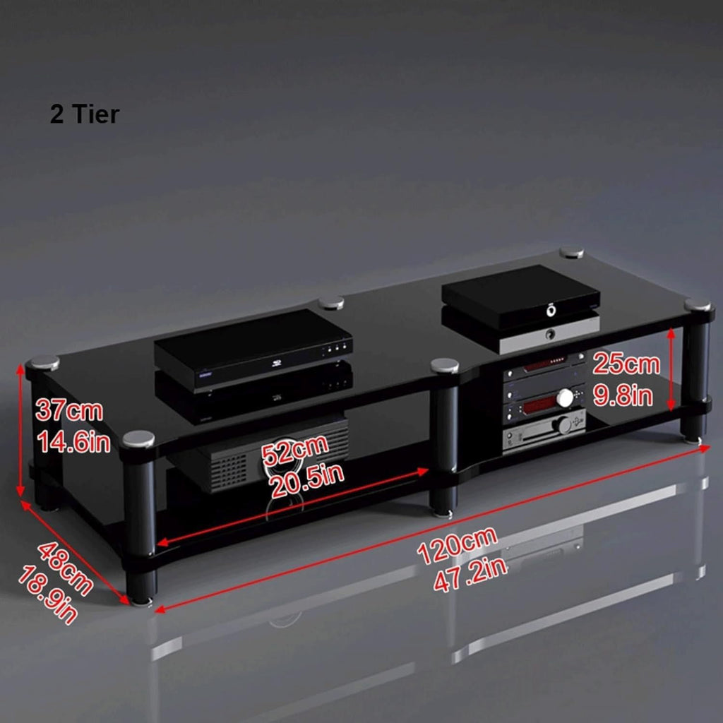 Audio Rack 1/2/3/4 Tier Stereo Rack Audio Equipment Rack Audio Stereo Shelf Wooden HiFi Rack Audio-Video Shelving Shock-Absorbing(Multi-Colored,2 Tier)