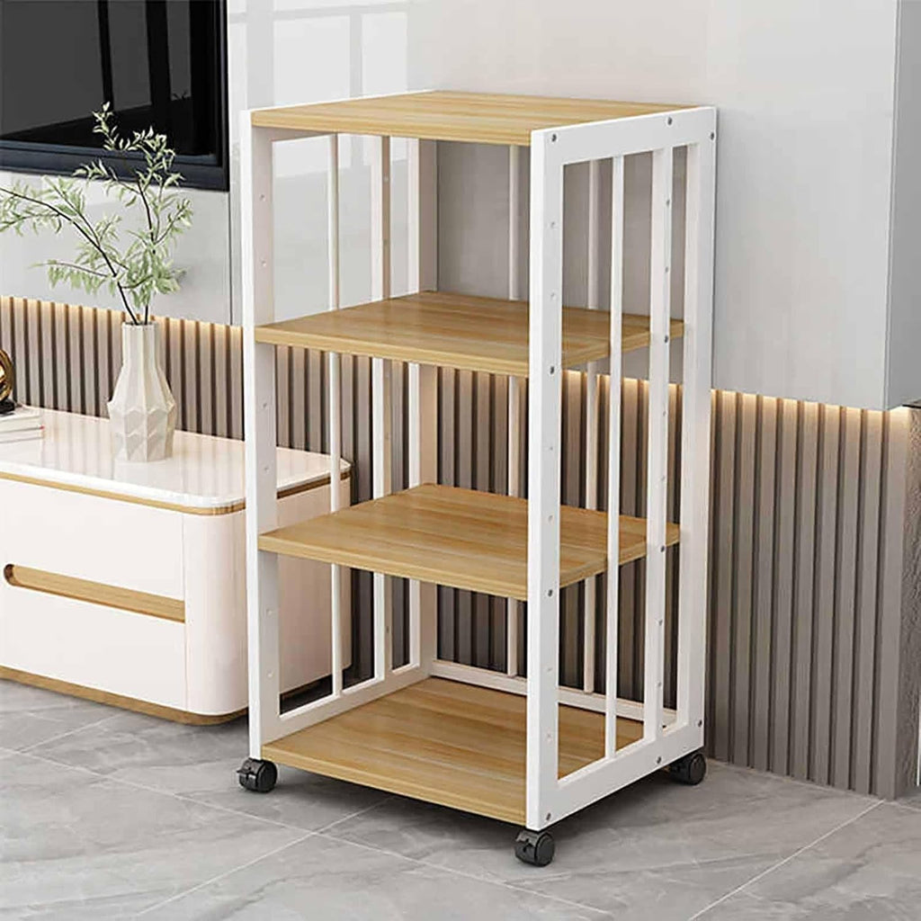 4-Tier AV Media Stand Component Cabinet Rack Audio Tower with Adjustable Shelves,Movable Media Storage Cabinet,Audio Rack Tower AV Equipment Cabinet(BlackB)