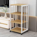 4-Tier AV Media Stand Component Cabinet Rack Audio Tower with Adjustable Shelves,Movable Media Storage Cabinet,Audio Rack Tower AV Equipment Cabinet(BlackB)