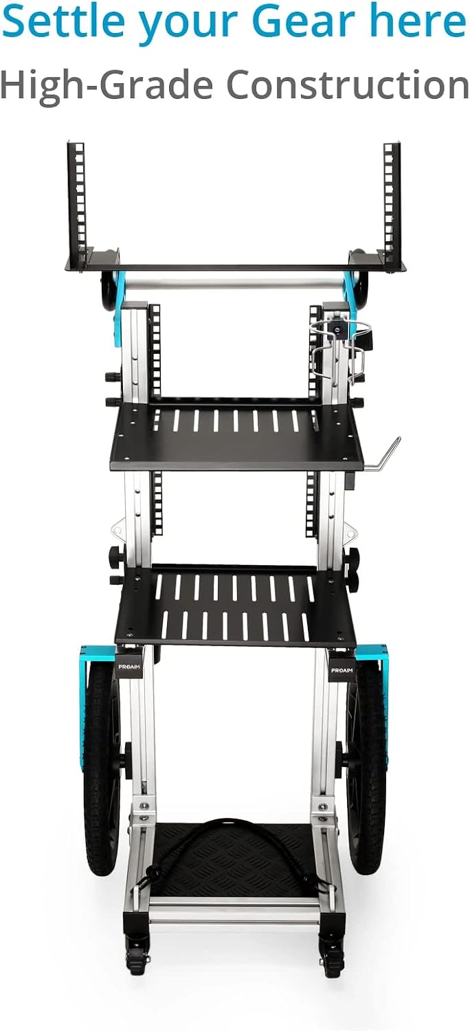 PROAIM Soundchief Vertical Channel Cart for Sound/Video Recording & Production w Rack Mount. Up/down Shelf Adjustment, Reliable Foot Brakes, Collapsible. Payload up to 30kg / 66lb. (CT-SDCF-CV4)