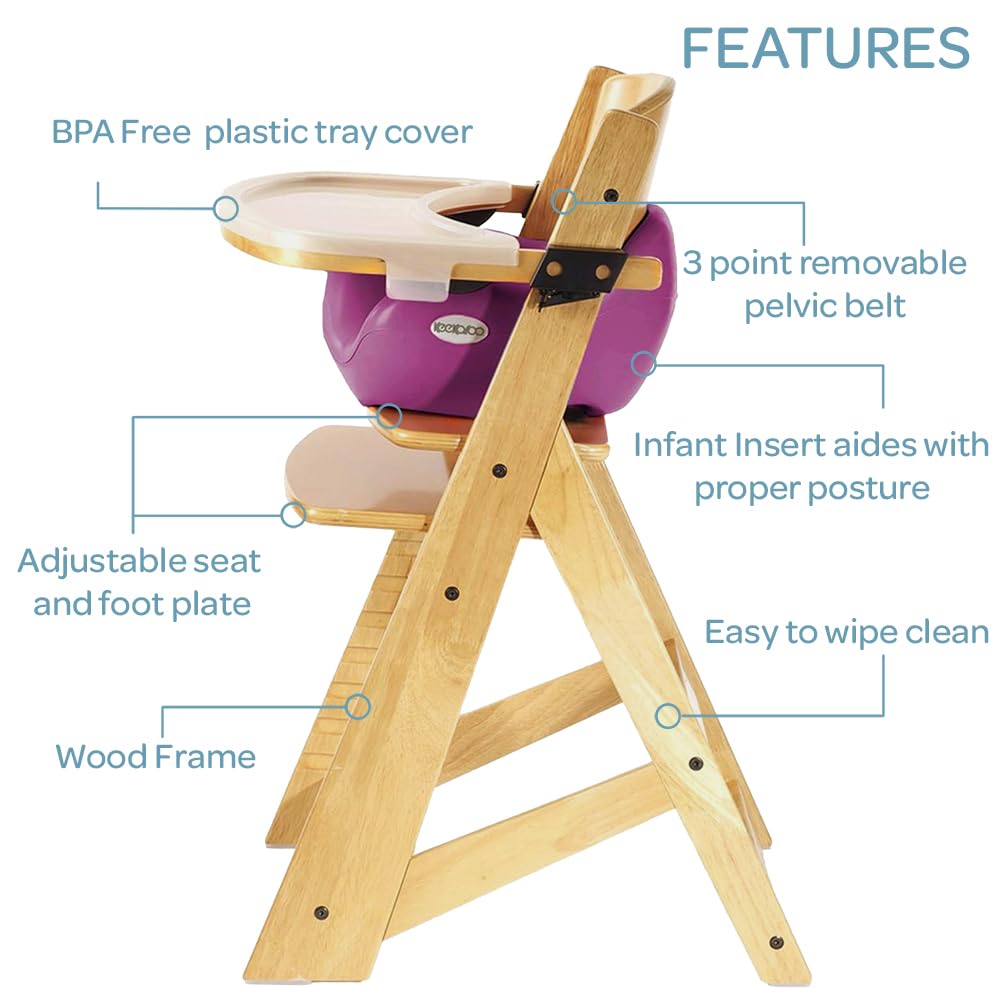 Keekaroo Height Right™ High Chair with Infant Insert & Tray, Natural/Aqua, ONE Size (0051404KR-0002)