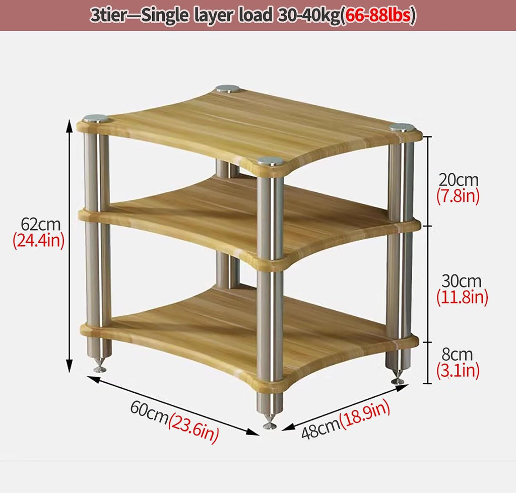 Heavy Duty HiFi Audio Rack Stand - Modern 3-Tier Media Tower for Living Room & Small Spaces - Sturdy Stereo Equipment Shelves - Ideal Home Theater Setup