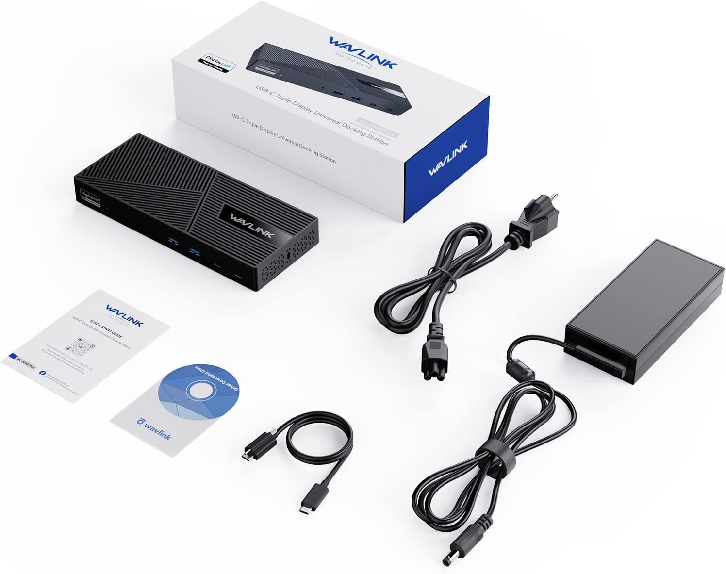 WAVLINK Displaylink Docking Station 3 Monitors with 130W Power Delivery, 10Gbps USB for MacBook (M1-M5, Neo) & Windows, USB-C(3 HDMI, 2 DisplayPort, 2 USB-C, 4 USB3.1, Ethernet, Audio)