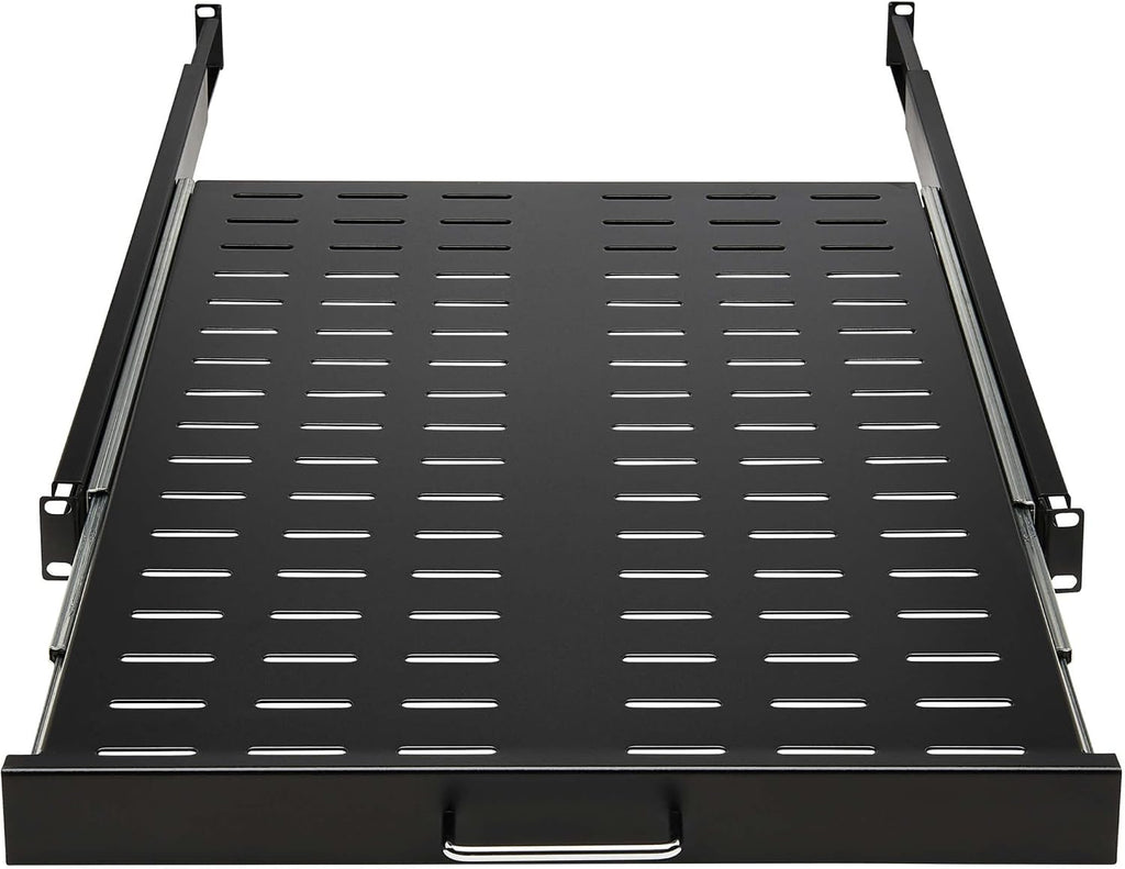 Tripp Lite 1U Sliding Steel Server Rack Enclosure Shelf, Vented Airflow Design, Mount Hardware Included, 28.3 inch Depth, 50 lb / 23 Kg Capacity, 5-Year Warranty (SRSHELF4PSLVENT)