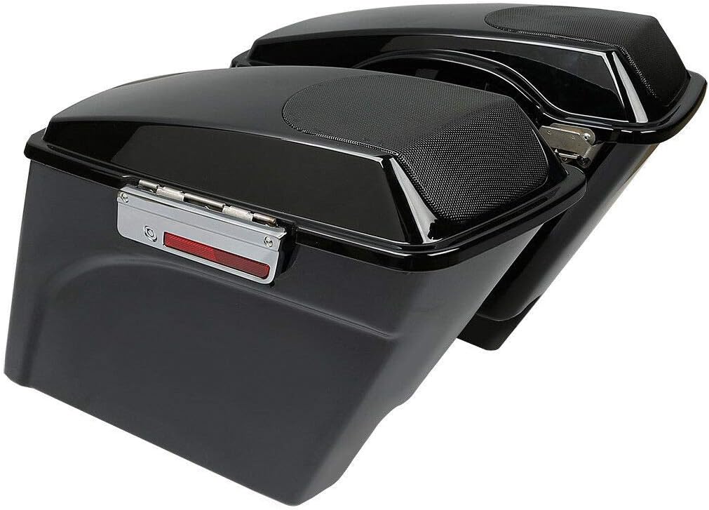 TCMT 5' Extended Saddlebags W/ 5'x7' Speaker Lids for Harley Touring Models CVO Road Glide Road King Street Glide Electra Glide Ultra Classic 1994-2013 (5' Extended Saddlebags)