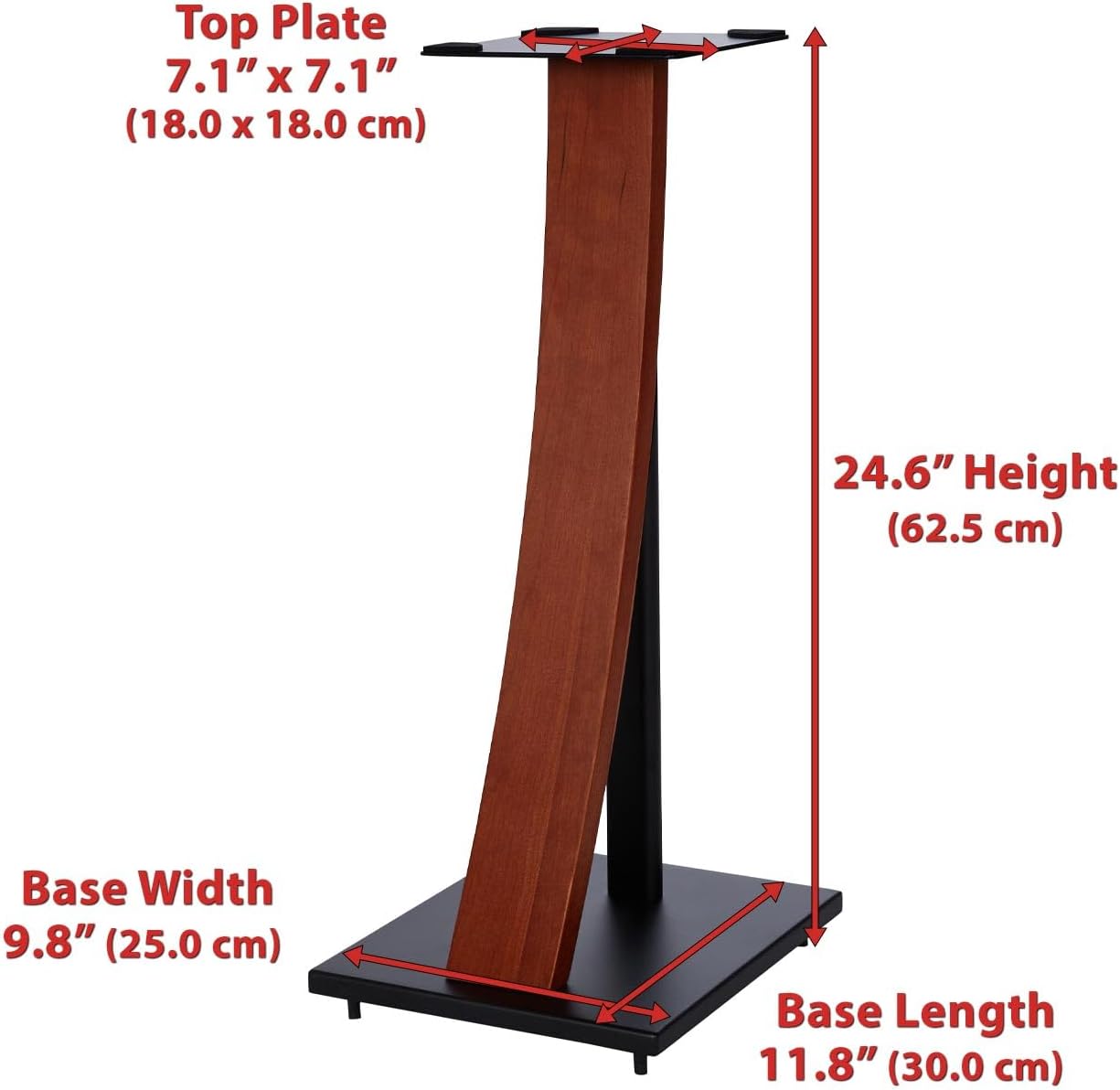 EXIMUS One Pair Fixed Height Universal Speaker Floor Stands with Real Wood - Cedar - 290 Series