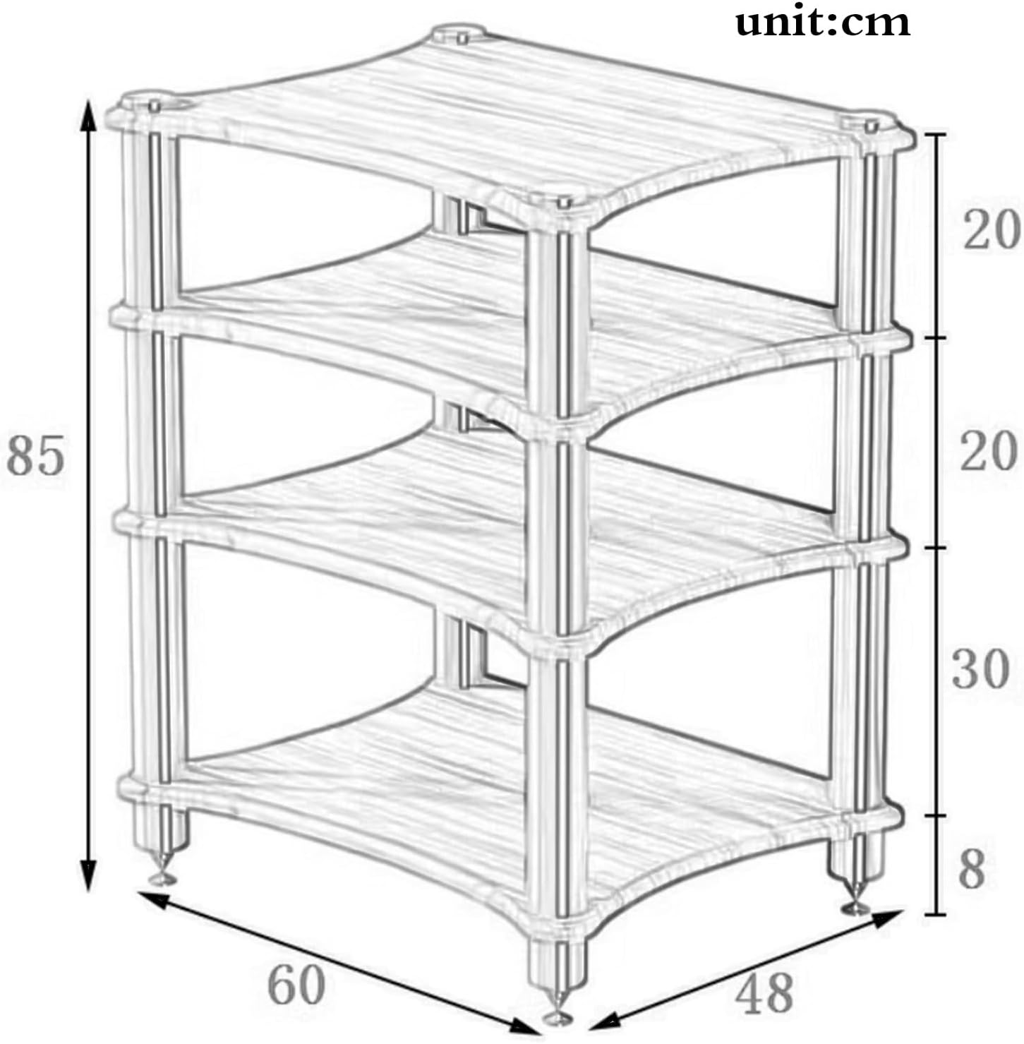 4 Tier HiFi Audio Rack for Amplifier Receiver Turntable, Heavy Duty Speaker Equipment Stand with Spikes, AV Component Storage Cabinet, Media Console for Home Theater(Wood)