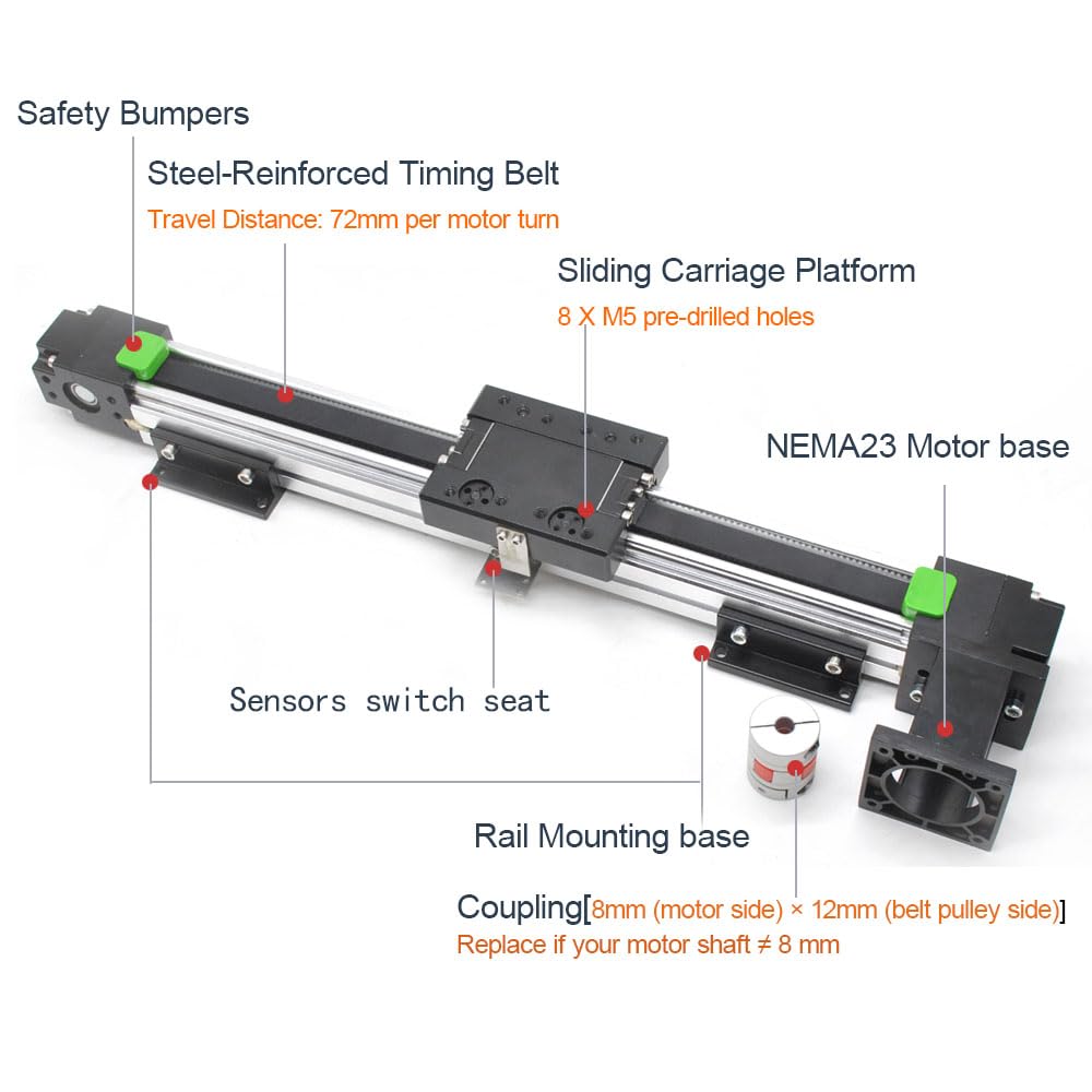 High Speed 800 MM 32 INCH Stroke Belt Drive Linear Guide Rail Motion Slide Actuator Module for CNC Linear Position Kit