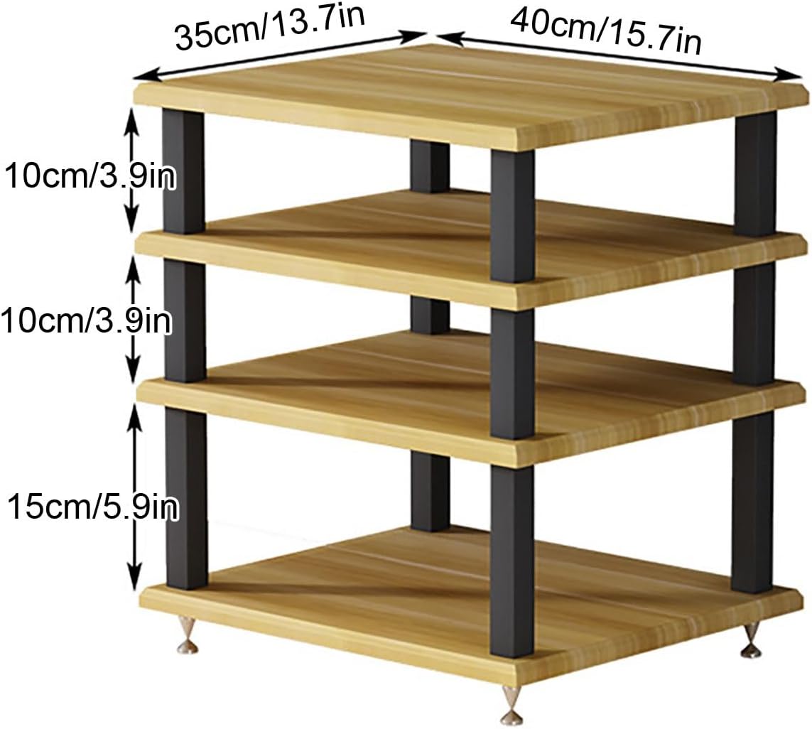 Portable AV Component Stand, Audio Tower Rack, Media Storage Shelf, Stereo Cabinet Organizer, Metal Carbon Steel Frame, Desktop Entertainment Center, White, 5.9in Height