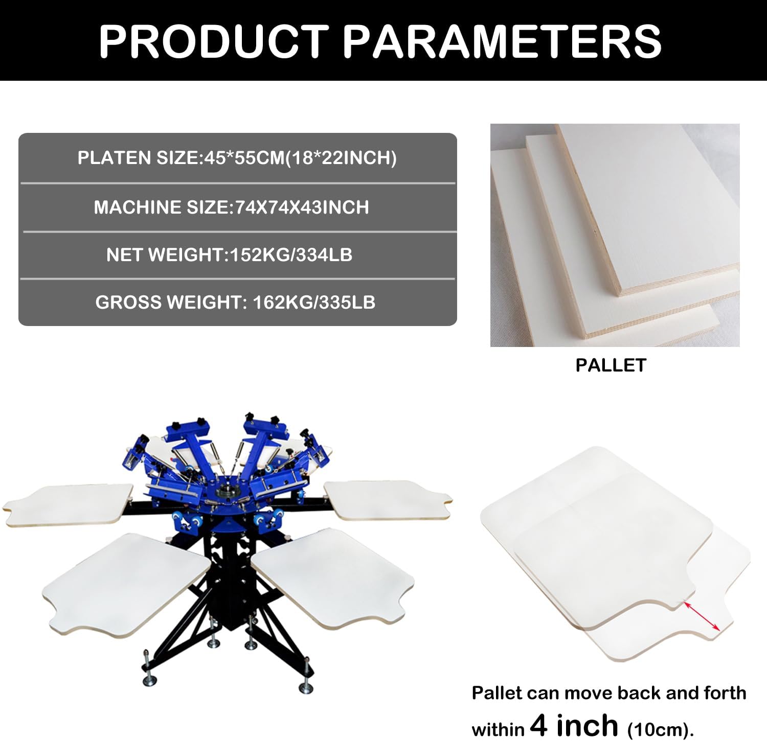 6 Color 6 Station Silk Screen Printing Press Machine Screen Printing Machine Screen Printer Machine 360° Rotation with Adjustable Height Stand