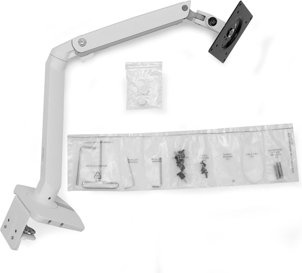 Ergotron – MXV Single Monitor Arm, VESA Desk Mount – for Monitors Up to 34 Inches, 7 to 20 lbs – White