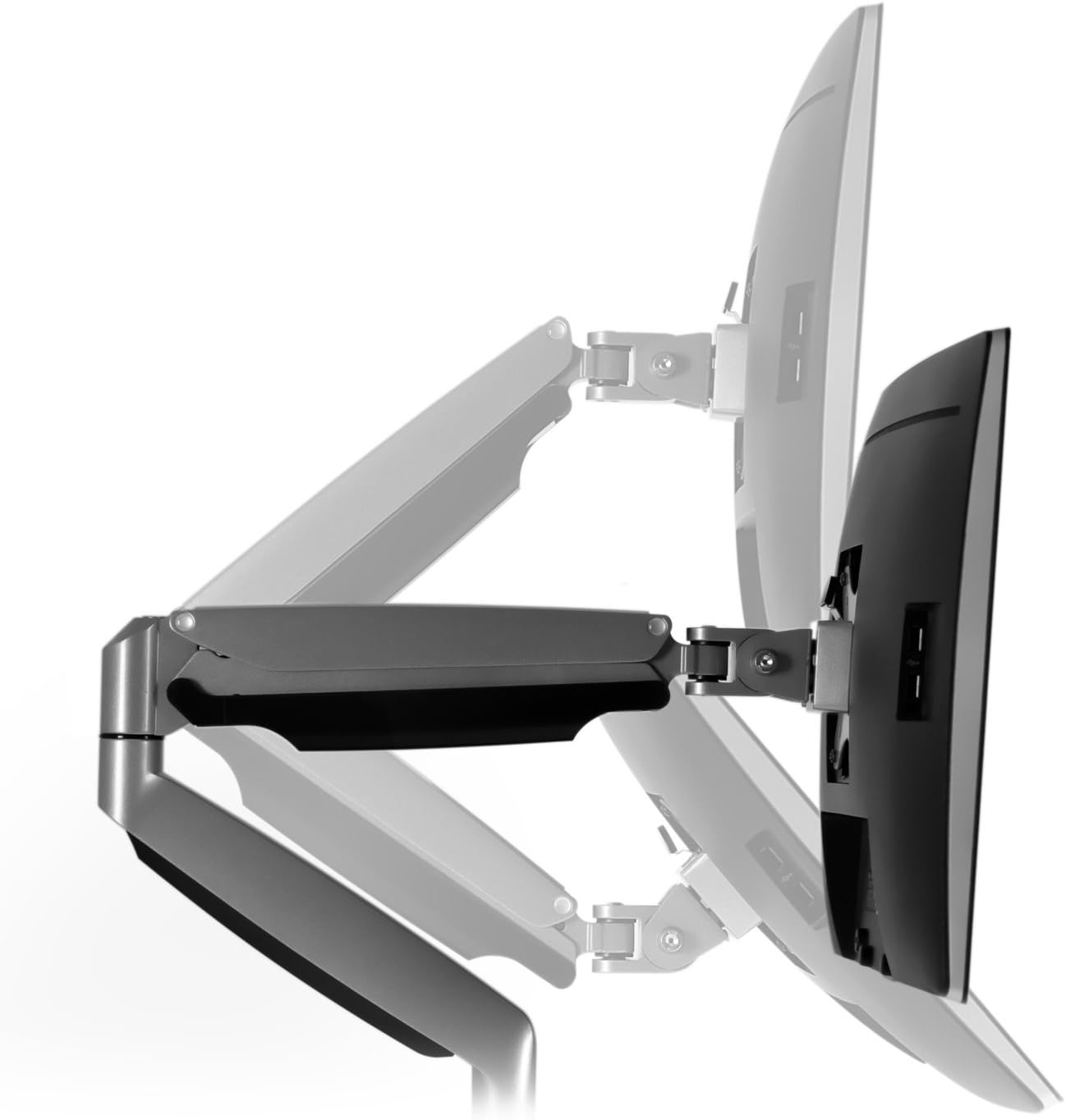 Mount-It! (MI-1772) Dual Monitor Arm Mount Desk Stand Two Articulating Gas Spring Height Adjustable Arms | Fits Up To 32' VESA 75 100 Compatible Screens | C-Clamp and Grommet Bases (Silver)