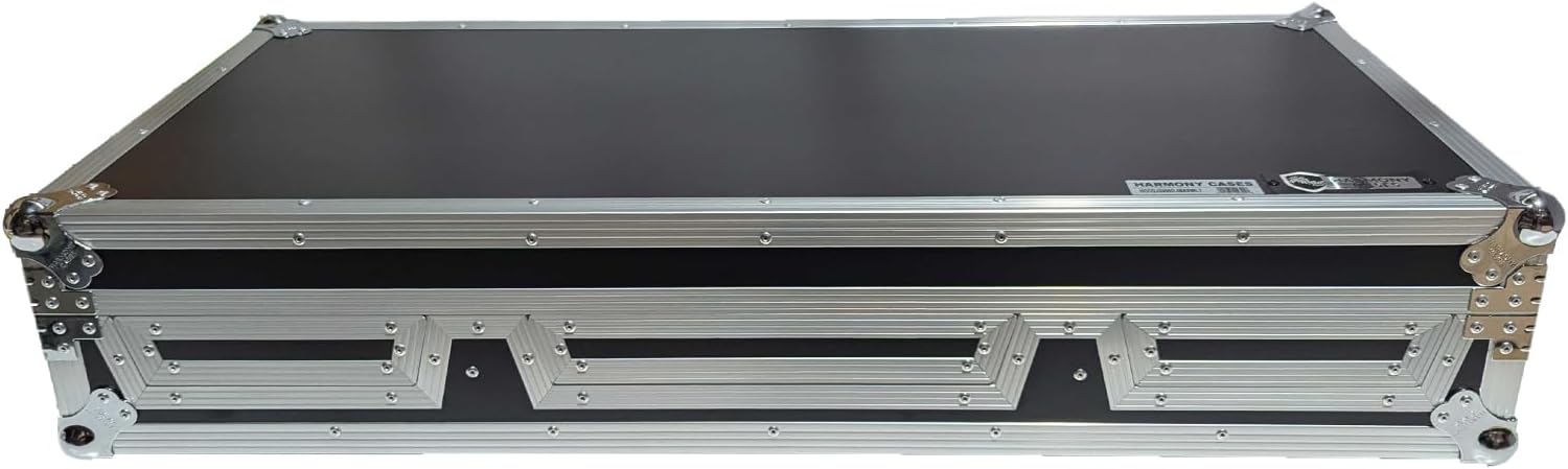 Harmony Cases HCCDJ3000DJMA9WLT DJ Flight Case Compatible with Pioneer CDJ-3000 & DJM-A9 4 CH with Laptop Shelf, Wheels and Adjustable Foam Velcro Inserts - Black