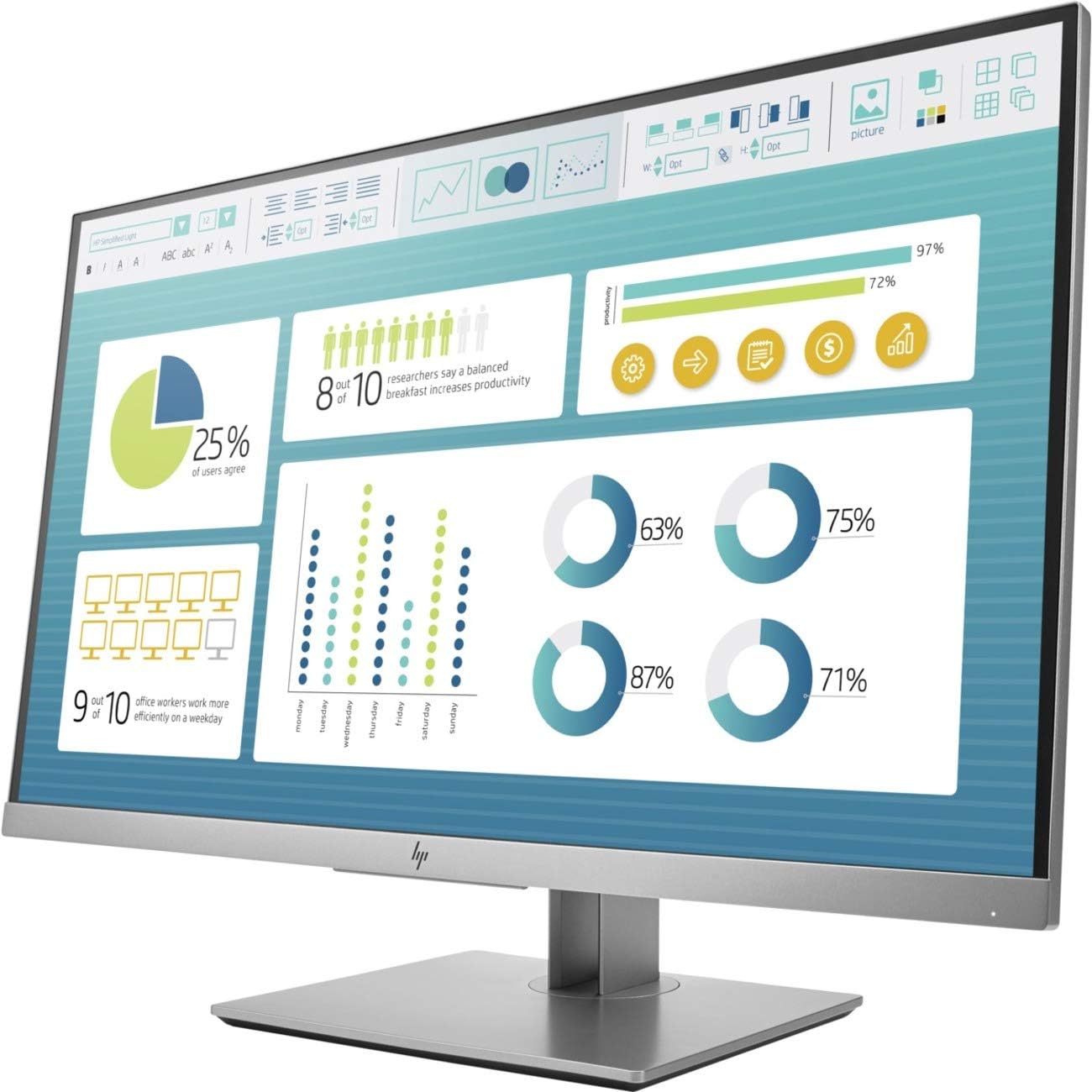 HP EliteDisplay 27-Inch Screen LED-Lit Monitor Black/Silver (1FH50A8#ABA)