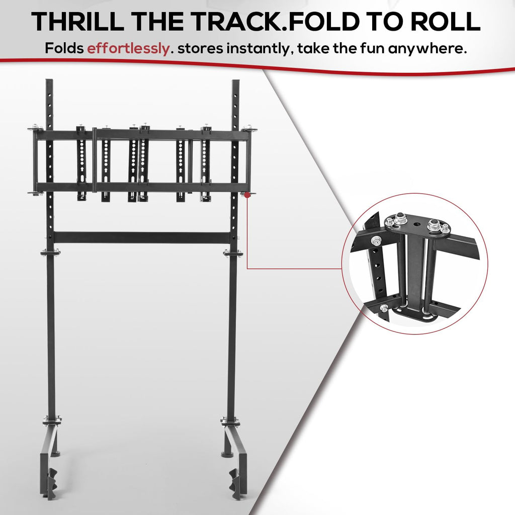 Suppllueer Racing Simulator Triple Monitor Stand Adjustable for 24-32 Inch Screens Triple-Screen Display Stand Compatible with Round Tube Cockpit