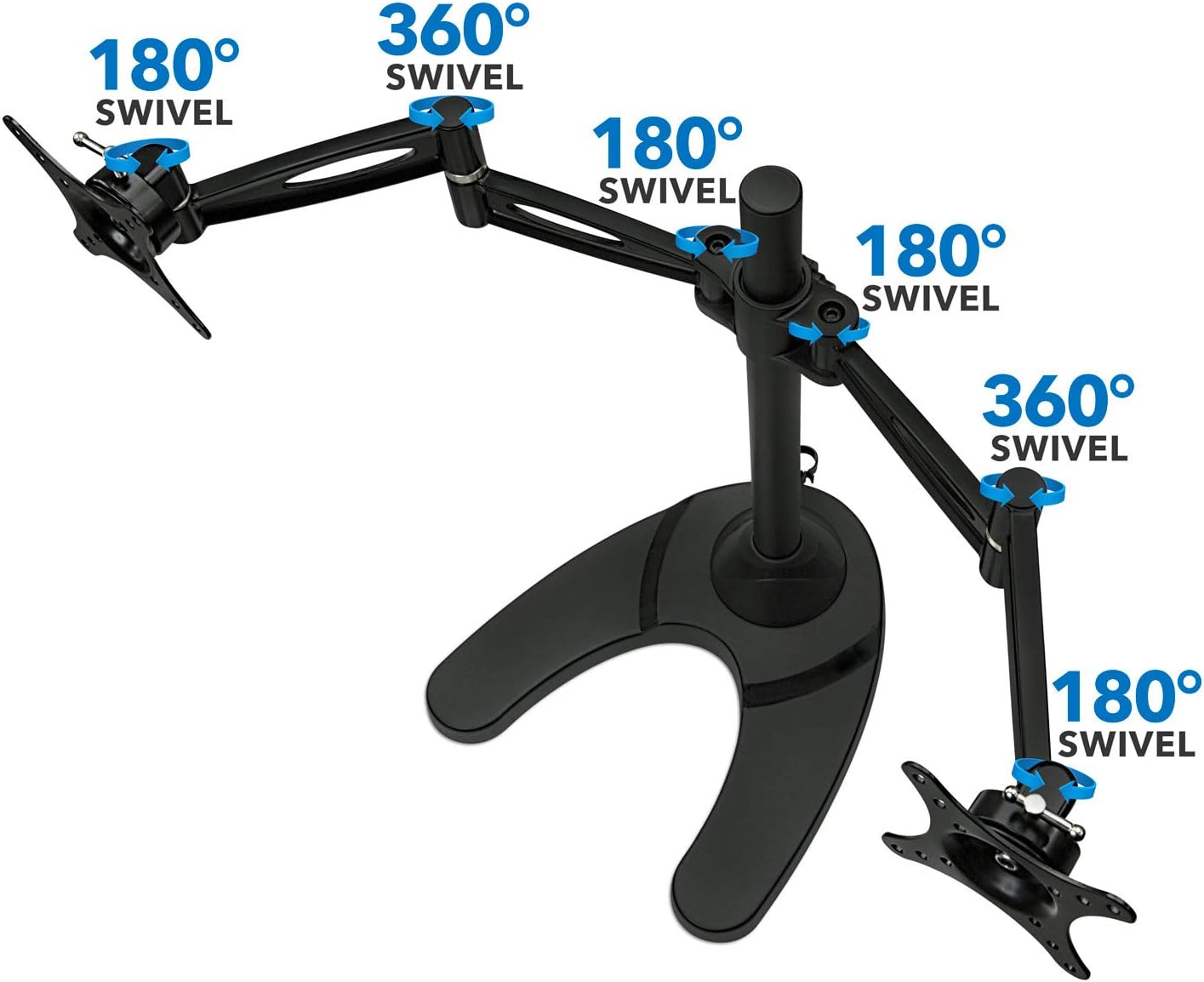 Mount-It! Dual Monitor Stand for Desk, Adjustable Monitor Stand for 2 Screens up to 27', 22 lbs Each, VESA 75x75 100x100, Full Motion Arms, Free Standing Base or Grommet Mount, MI-792