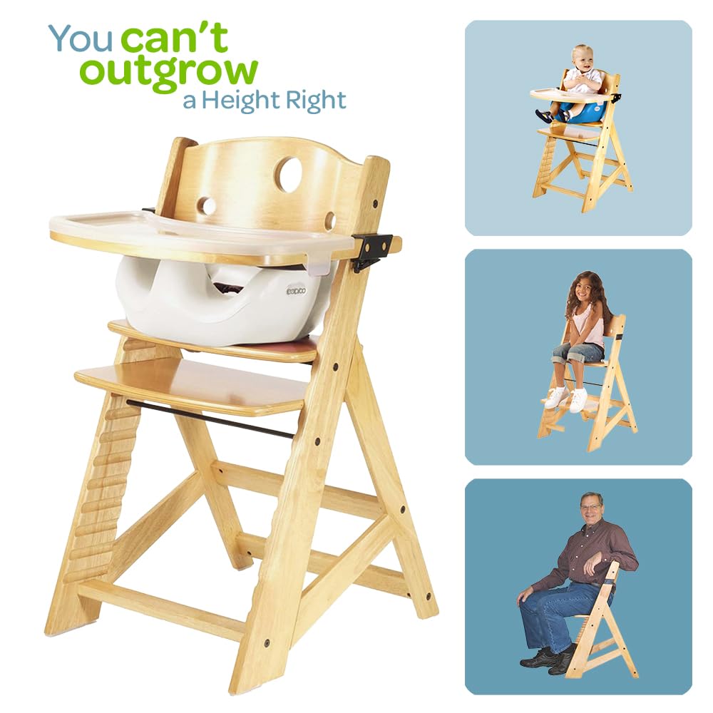 Keekaroo Height Right Highchair with Insert & Tray - Rasberry - Natural Base
