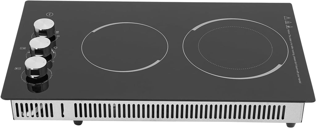 Electric Cooktop, 2 Burner 1700W Built-in Electric Stovetop, Stove Top with Timer, 5 Heating Level, Kid Safety Lock, 110V Hard Wire, No Plug