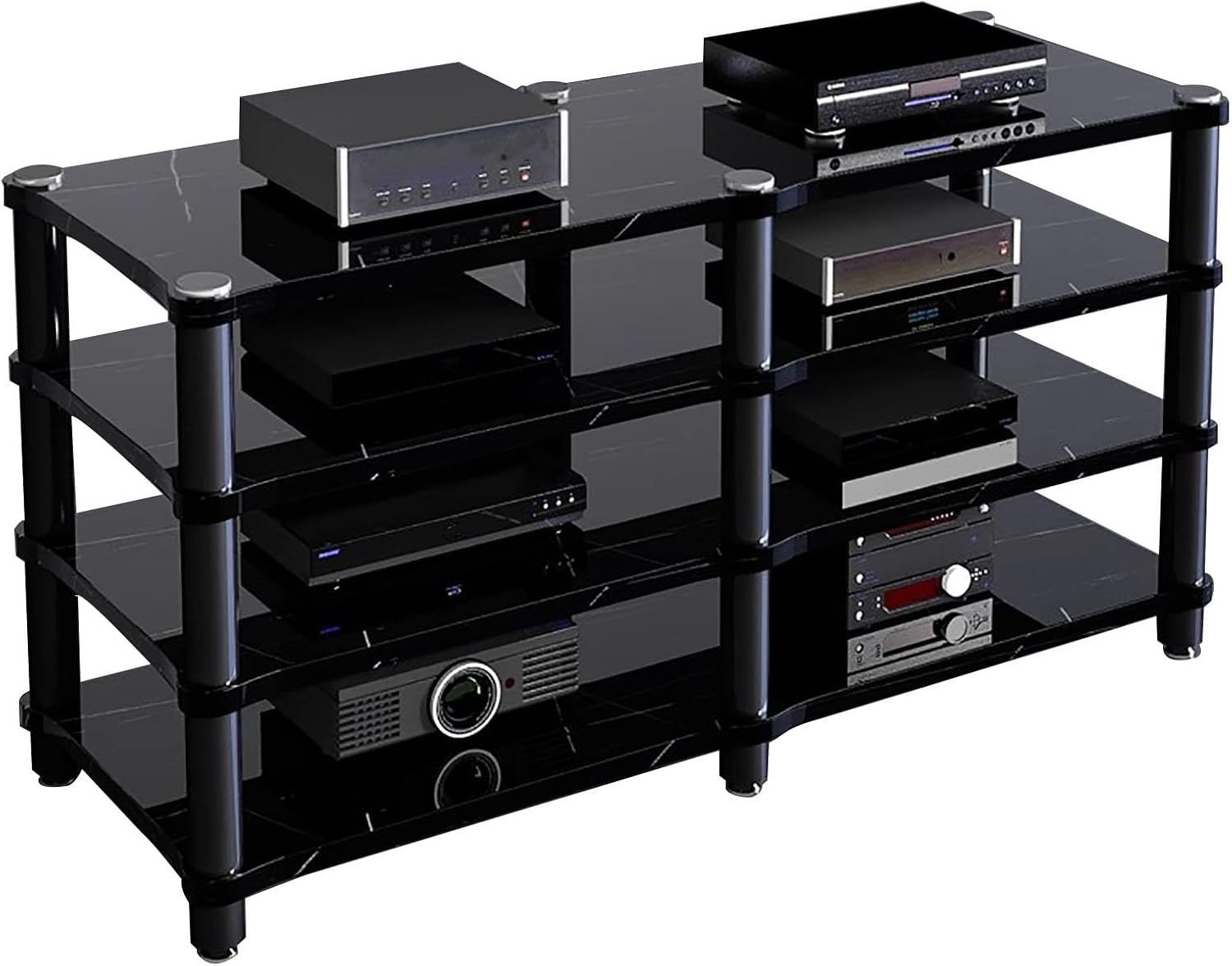 Storage Vintage Stereo Receiver Audio Cabinet, Home Theater Av Component Stand Floor Standing, Console Stereo Rack Stands, Stereo Unit Shelves(H 75cm (29 1/2'))