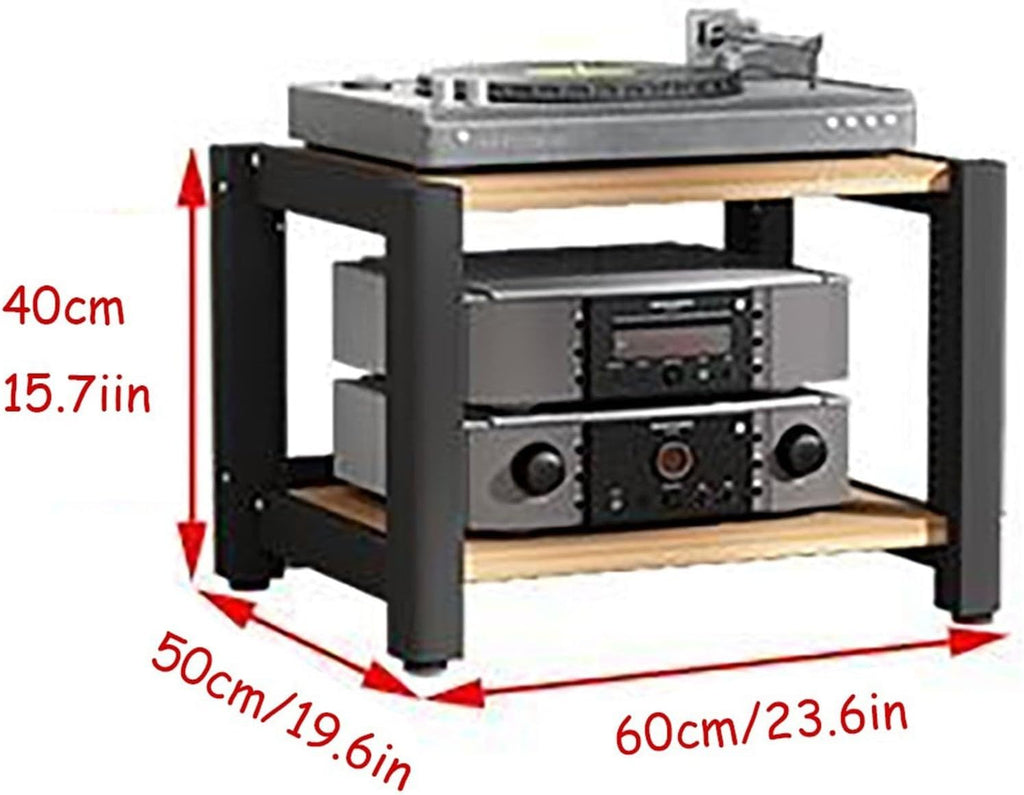 AV Media Stand, 2/3/4/5-Tier Audio Rack with Adjustable Shelf, Entertainment TV Shelves, Floor-Standing Stereo Cabinet Corner Shelf, Metal Storage Frame(Natural,2 Tier 60x50x40CM)