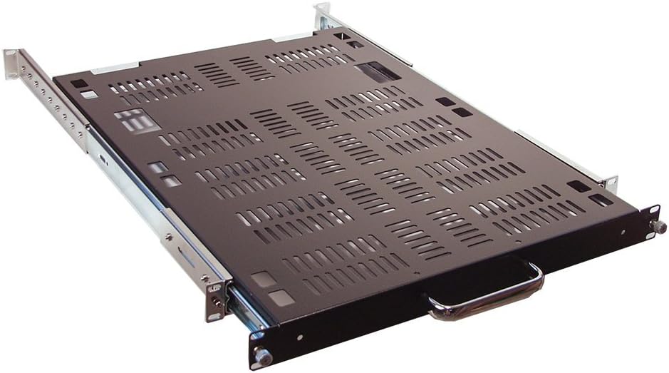 RSF1041LC 1U Rackmount 24 inch deep Vented Sliding Shelf for Industrial 19 inch Server Rack up to 30 inch deep.