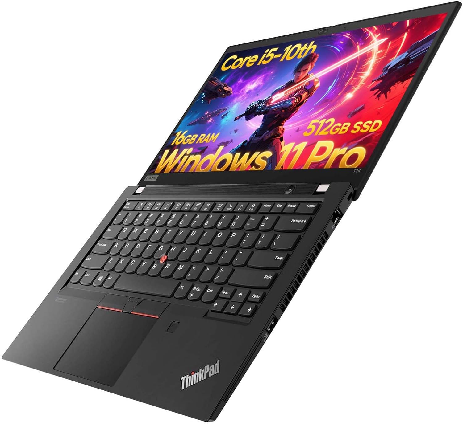 Lenovo Thinkpad T14 Business Laptop Computer, 14in FHD Display, Core i5-10310U(1.7GHz-4.4GHz), 16GB DDR4 RAM, 512GB SSD, Webcam, HDMI, Windows 11 Pro (Renewed)