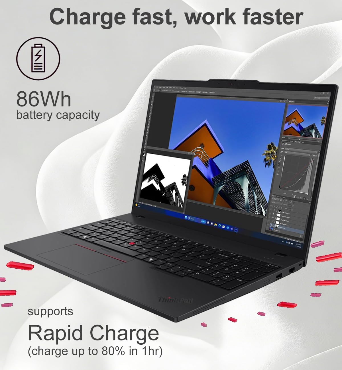 Lenovo ThinkPad T16 Business AI PC Laptop, 16' FHD+ Touchscreen, Intel 12-Core Ultra 5 125U (> i7-1355U), 5MP IR Webcam, IST Computer Customized 16GB/32GB/64GB DDR5 RAM, 512GB/1TB/2TB SSD, Win 11 Pro
