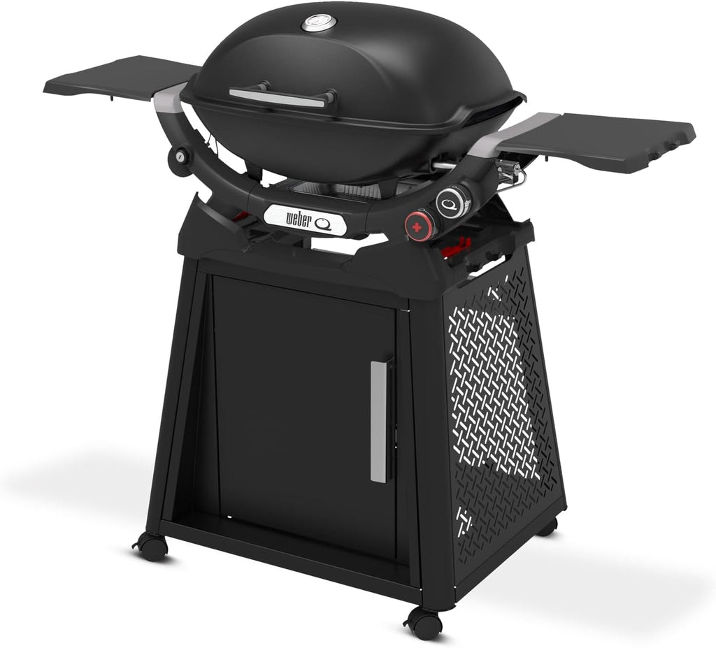 Weber Q 2800N+ Liquid Propane Grill with Stand, Midnight Black – Wide 250°–700°F Temp Range with Plus Burner for Searing, Low‑Temp Roasting & High-Dome Lid