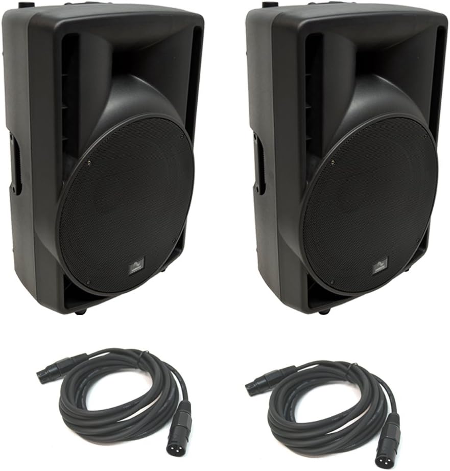 Harmony Audio (2 HA-C15A Pro DJ 15' Powered 1000W PA Speaker & XLR Cable