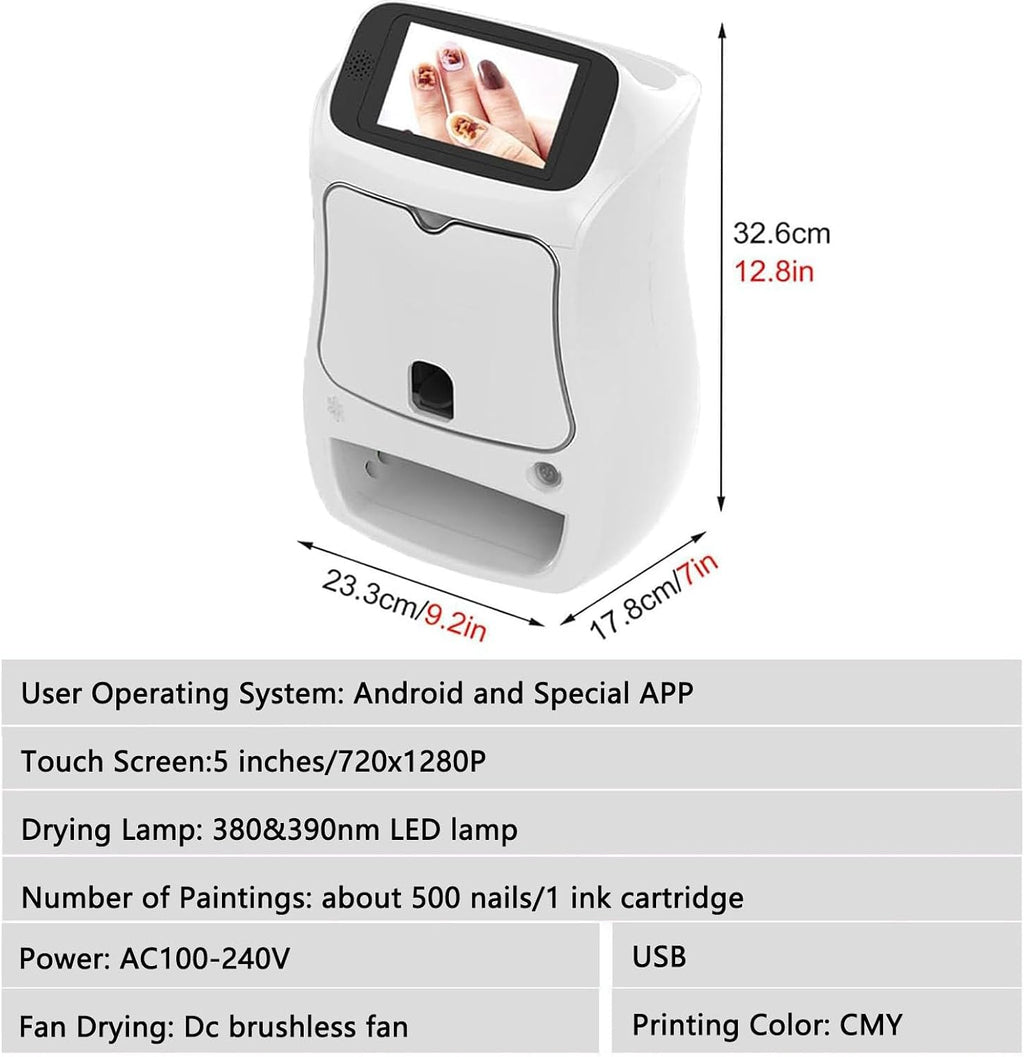 Smart 3D Nail Printer Robot - Fast 10s Digital Nail Art Machine for Kids & Salons, Professional Nail Art Device for Enthusiasts, Easy & Creative Manicure Solution
