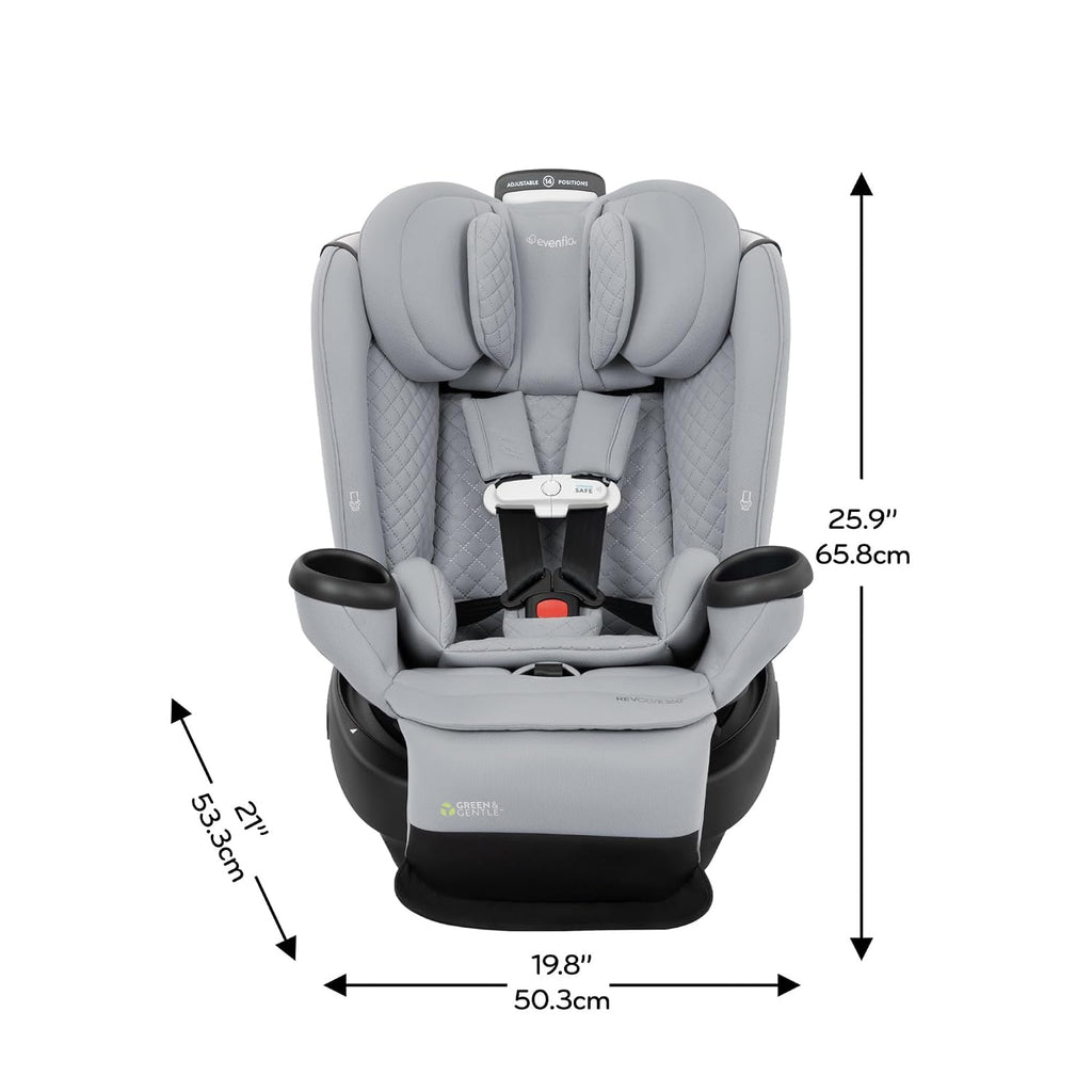 Evenflo Revolve360 Extend All-in-One Rotating Car Seat with Green & Gentle Fabric (Quartz)