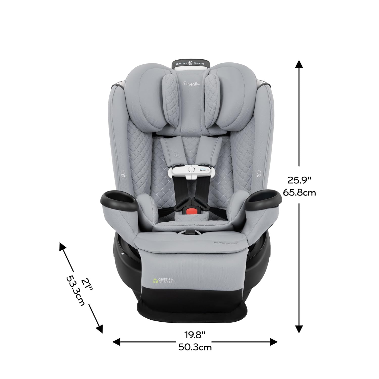 Evenflo Revolve360 Extend All-in-One Rotating Car Seat with Green & Gentle Fabric (Quartz)