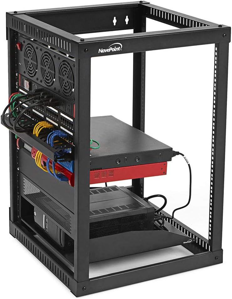 NavePoint 9U Side Load Wall Mount Network Rack, 22-Inch Depth, Wall Mount Equipment, Easy Rear Access to Equipment, Flexible Cable Management, Steel, Assembly and Mounting Hardware Included.