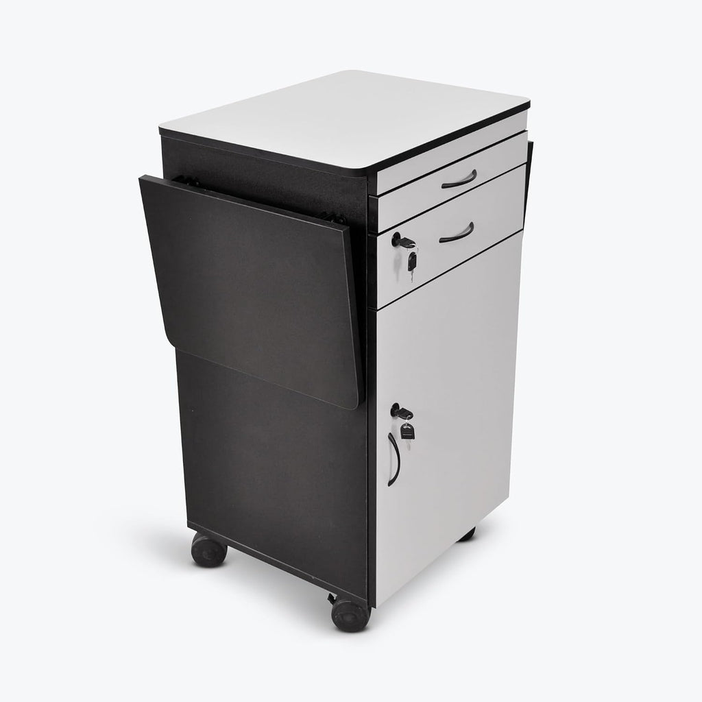 FSE 373-WPSDD3 38' Mobile AV Presentation Station Cart with Locking Cabinet
